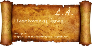 Lieszkovszky Ágnes névjegykártya